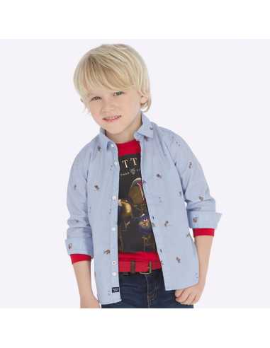 Camisa manga larga estampada dibujos niño