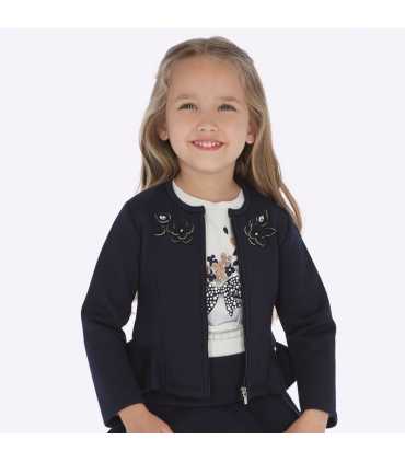 Chaqueta aplique flores volante niña