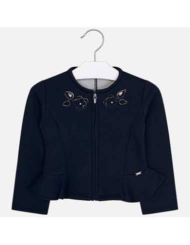 Chaqueta aplique flores volante niña