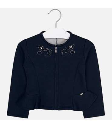 Chaqueta aplique flores volante niña