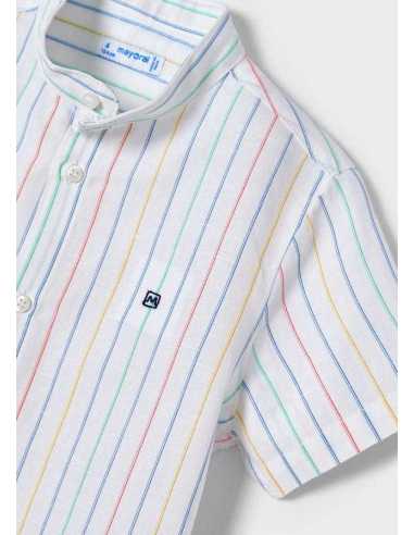 CAMISA M-C LINO RAYAS MAO