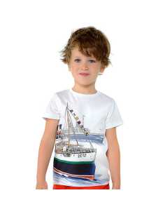 Camiseta manga corta barcos niño