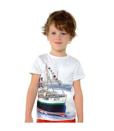 Camiseta manga corta barcos niño