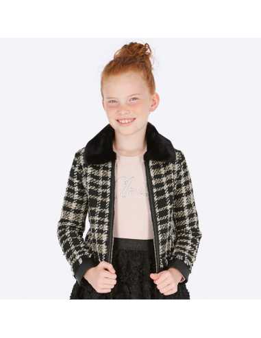 Chaqueta cuadros combinada niña