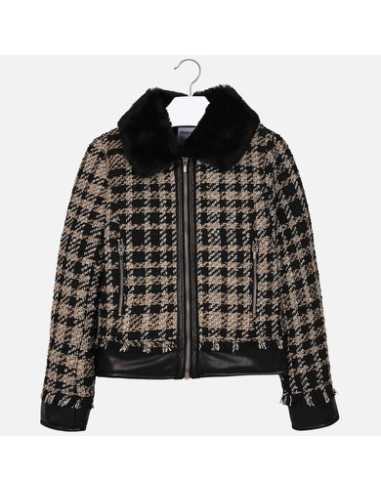 Chaqueta cuadros combinada niña