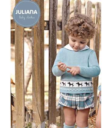 CONJ. PANT. TELA CUADROS PERRITOS