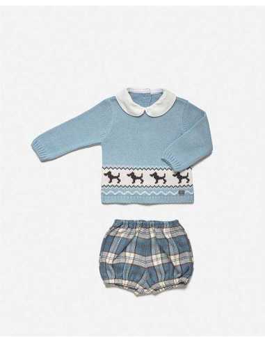 CONJ. PANT. TELA CUADROS PERRITOS