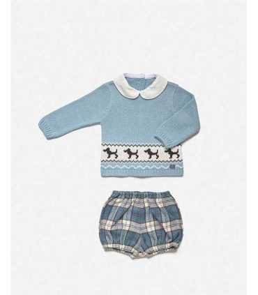 CONJ. PANT. TELA CUADROS PERRITOS