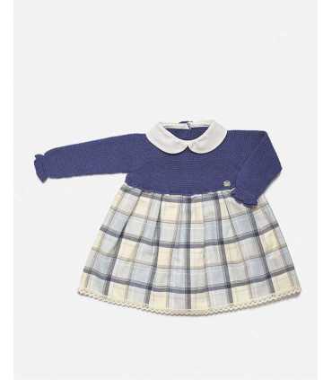 VESTIDO CUERPO PUNTO TELA CUADROS