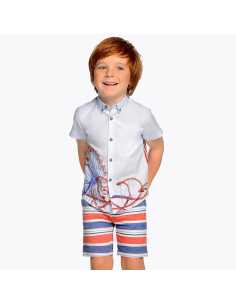 Bermudas rayas cinturón niño