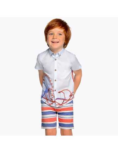 Bermudas rayas cinturón niño