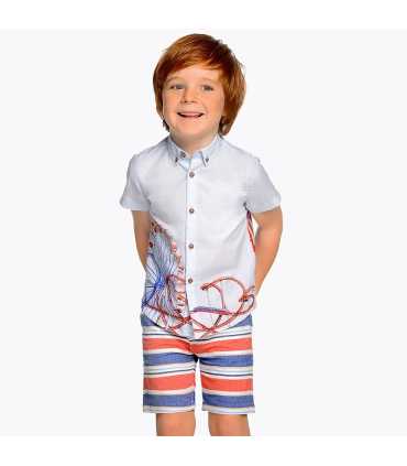 Bermudas rayas cinturón niño