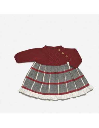 VESTIDO CUERPO PUNTO TELA CUADROS