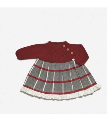 VESTIDO CUERPO PUNTO TELA CUADROS