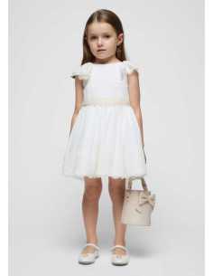 Vestido encaje con fajín plumeti niña 2