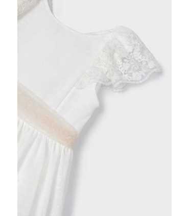 Vestido encaje con fajín plumeti niña