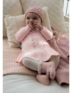 Vestido con gorro tricot recién nacida