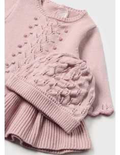 Vestido con gorro tricot recién nacida 2