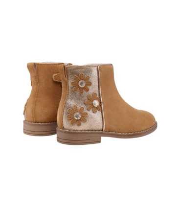 Botín flores serraje niña