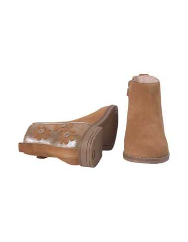 Botín flores serraje niña