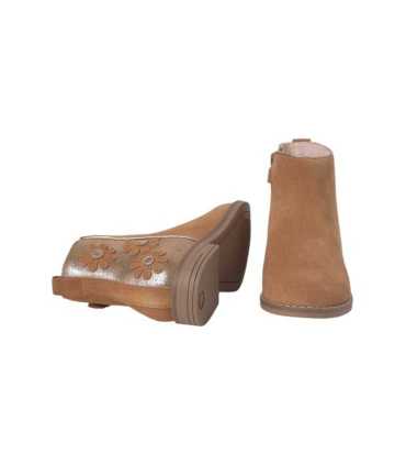 Botín flores serraje niña