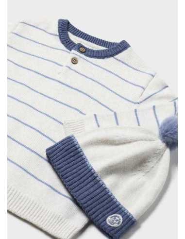 Jersey con gorro rayas bebé