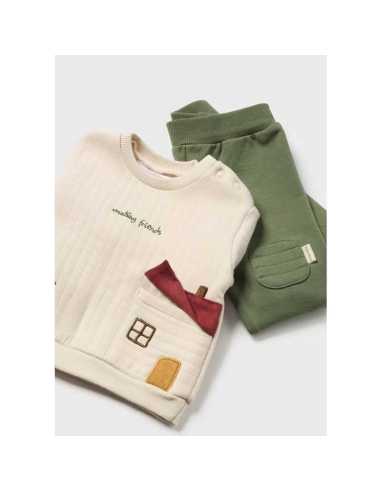 Conjunto polaina y sudadera casita recién nacido