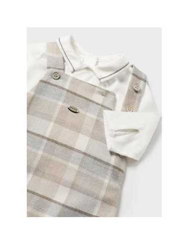 Conjunto 3 piezas peto cuadros recién nacido