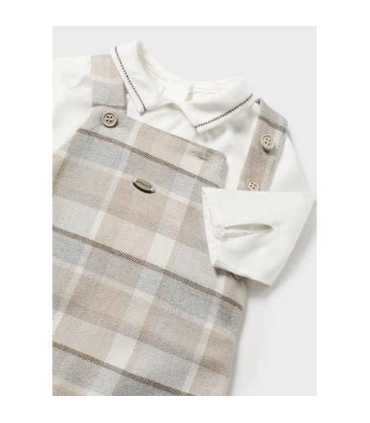 Conjunto 3 piezas peto cuadros recién nacido