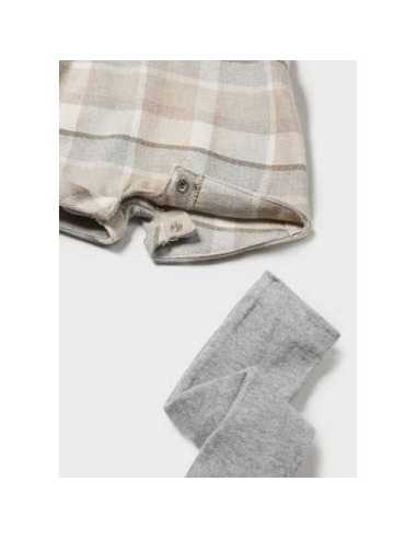 Conjunto 3 piezas peto cuadros recién nacido