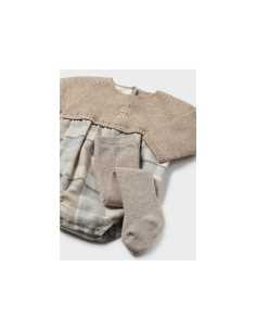 Conjunto pelele cuadros y leotardos recién nacido 2