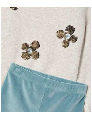 Conjunto legging y sudadera lentejuelas niña