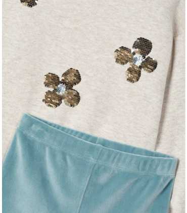 Conjunto legging y sudadera lentejuelas niña