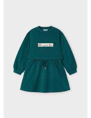 Vestido sin mangas con sudadera texto niña