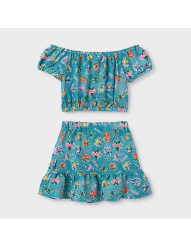 Conjunto falda y top estampado chica