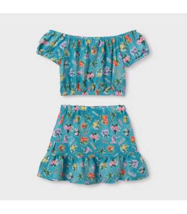 Conjunto falda y top estampado chica