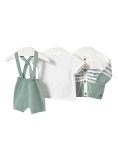 Conjunto 3 piezas tricot con cárdigan recién nacido