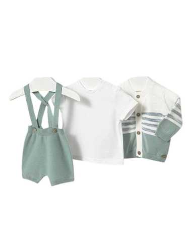 Conjunto 3 piezas tricot con cárdigan recién nacido