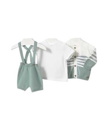 Conjunto 3 piezas tricot con cárdigan recién nacido