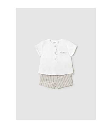 Conjunto pantalón corto y camisa con lino recién nacido