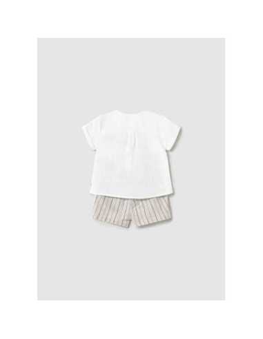 Conjunto pantalón corto y camisa con lino recién nacido