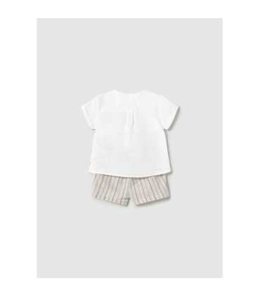 Conjunto pantalón corto y camisa con lino recién nacido