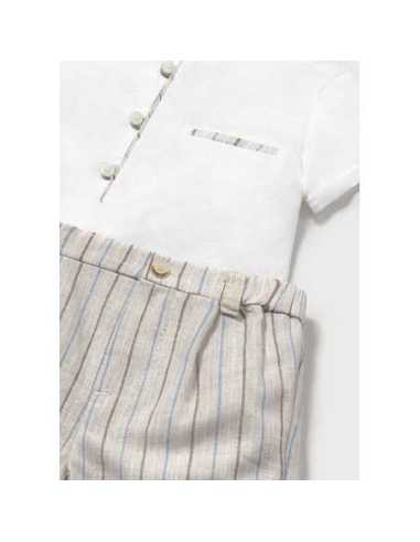 Conjunto pantalón corto y camisa con lino recién nacido