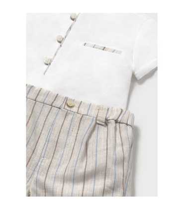 Conjunto pantalón corto y camisa con lino recién nacido