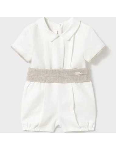 Conjunto ceremonia pantalón corto y camisa recién nacido