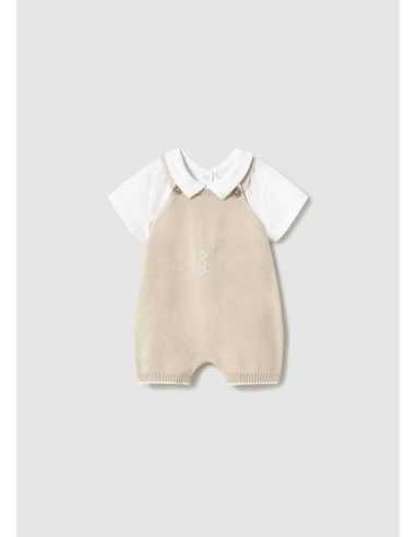 Conjunto peto tricot y camiseta recién nacido