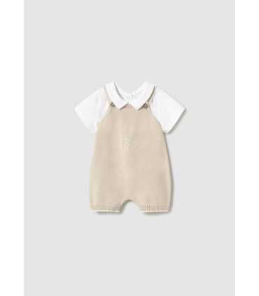 Conjunto peto tricot y camiseta recién nacido