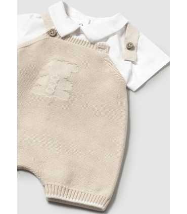 Conjunto peto tricot y camiseta recién nacido