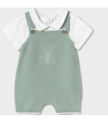 Conjunto peto tricot y camiseta recién nacido