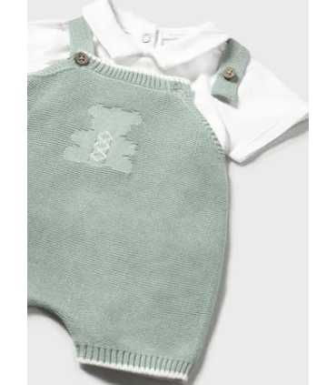 Conjunto peto tricot y camiseta recién nacido